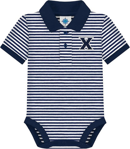 Creative Knitwear College Baby Striped Polo Bodysuit - Team Logo, Multiple Colors, for Boys & Girls (0-12 Months)