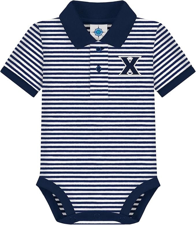 Creative Knitwear College Baby Striped Polo Bodysuit - Team Logo, Multiple Colors, for Boys & Girls (0-12 Months)