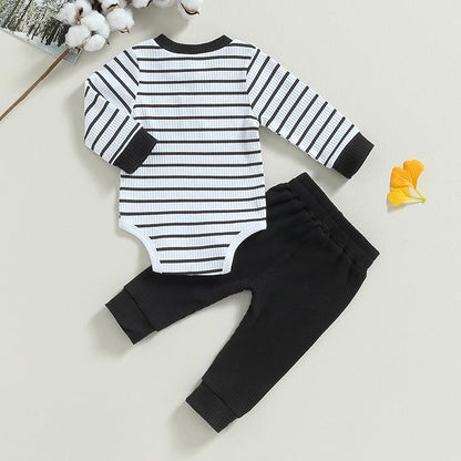 Newborn Baby Boy Girl Clothes Ribbed Knitted Long Sleeve Romper Pants Solid Cotton Infant Fall Winter Outfits 2Pcs