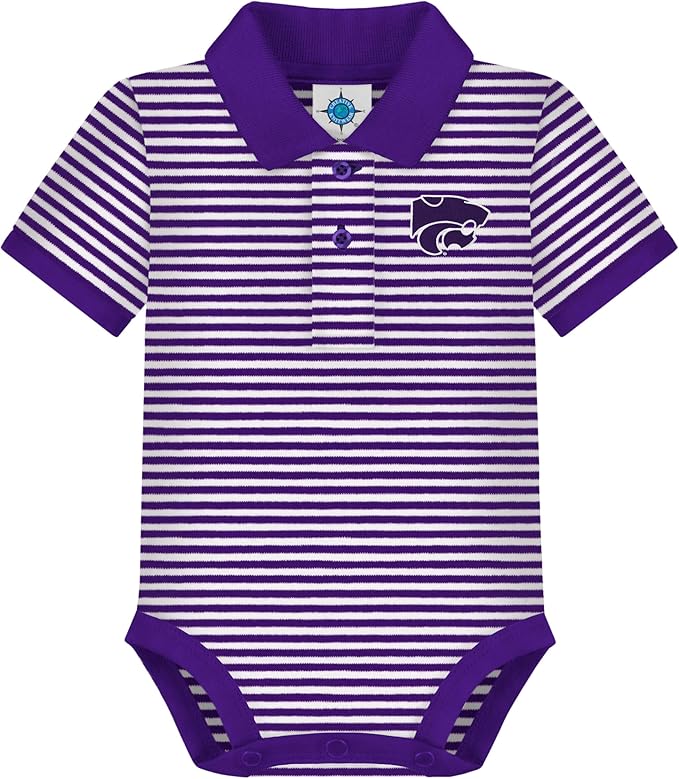 Creative Knitwear College Baby Striped Polo Bodysuit - Team Logo, Multiple Colors, for Boys & Girls (0-12 Months)