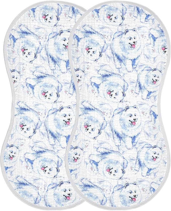 vvfelixl Burp Cloths Samoyed Dog for Baby Boy Girls Baby Washcloths Burp Rags 1 Pack