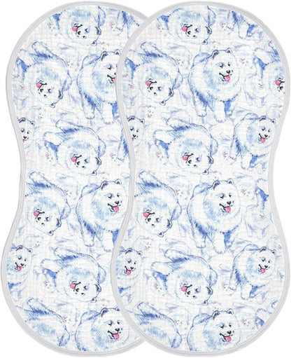 vvfelixl Burp Cloths Samoyed Dog for Baby Boy Girls Baby Washcloths Burp Rags 1 Pack
