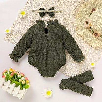 GRNSHTS Newborn Baby Girl Clothes Ruffle Rompers Toddler Fall Outfits for Girls Set Little Girl Fall Winter Clothing