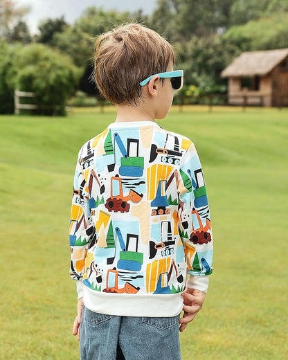 BeiVSlley Toddler Boys 3 Pack Cotton Pullover Crewneck Sweatshirt Long Sleeve Cartoon Shirt Sweaters Tops