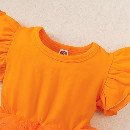 Baby Girl Clothes Infant Ruffle Sleeve Romper Dress Newborn Solid Tutu Skirt Sets Jumpsuit Headband Outfit