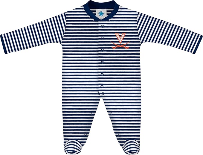 Creative Knitwear College Baby Striped Footed Romper - Team Logo, Multiple Colors, for Boys & Girls (0-9 Months)