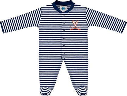 Creative Knitwear College Baby Striped Footed Romper - Team Logo, Multiple Colors, for Boys & Girls (0-9 Months)