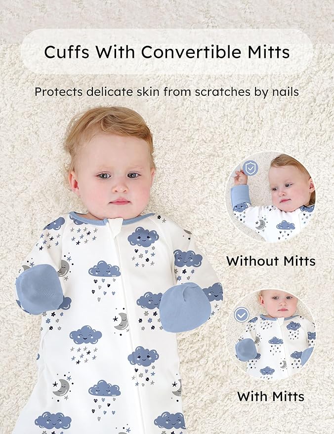 Yoofoss Baby Pajamas 100% Organic Cotton Baby Sleepers for Newborn 0-3 3-6 6-9 Months Boys Girl Clothes 3pcs Footed PJs