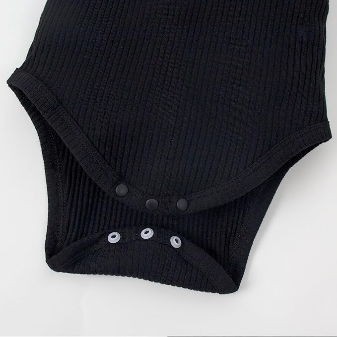 0-24M Infant Ribbed Romper Baby Girls Knit Ruffle Bodysuit Toddler Girl Solid Color Jumpsuit Holiday Shirt Tpos