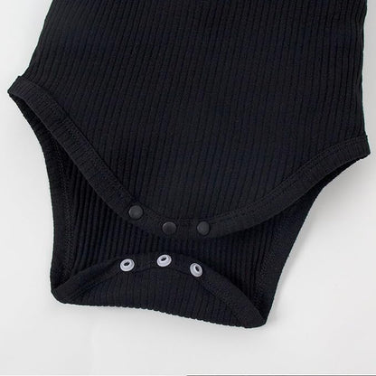 0-24M Infant Ribbed Romper Baby Girls Knit Ruffle Bodysuit Toddler Girl Solid Color Jumpsuit Holiday Shirt Tpos