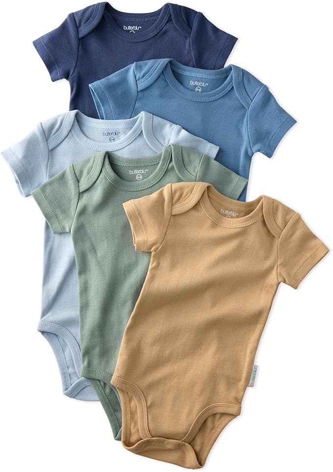 Avery 5-Pack Short Sleeve Bodysuits 100% Organic Cotton for Baby Boys & Girls