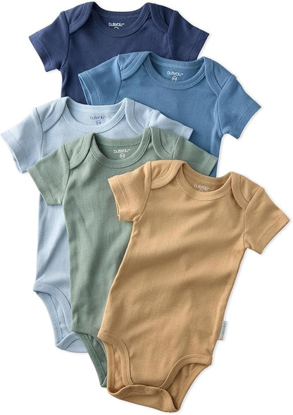 Avery 5-Pack Short Sleeve Bodysuits 100% Organic Cotton for Baby Boys & Girls