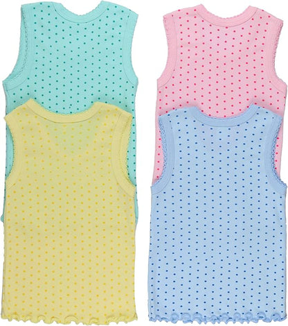 ToBeInStyle Girl's 4 Pack Ruffle Hem Cotton Tank Tops
