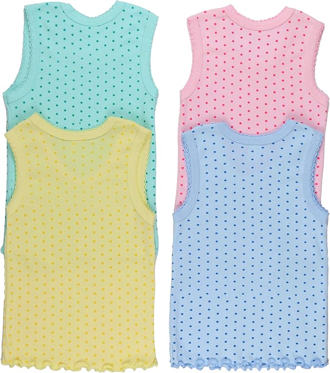 ToBeInStyle Girl's 4 Pack Ruffle Hem Cotton Tank Tops