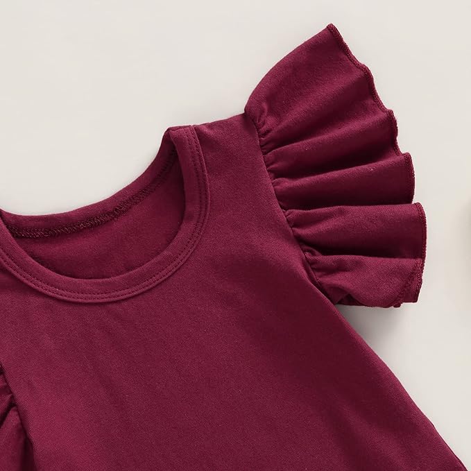 Newborn Infant Baby Girl Solid Ruffle Romper Bodysuit Jumpsuit Casual Clothes One Piece Outfit