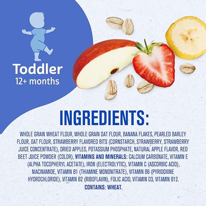 Gerber Toddler Food, Multigrain Banana Apple Strawberry Cereal, 8g Whole Grains, Iron, Zinc & Vitamin B12, Toddler Cereal, 6-Pack