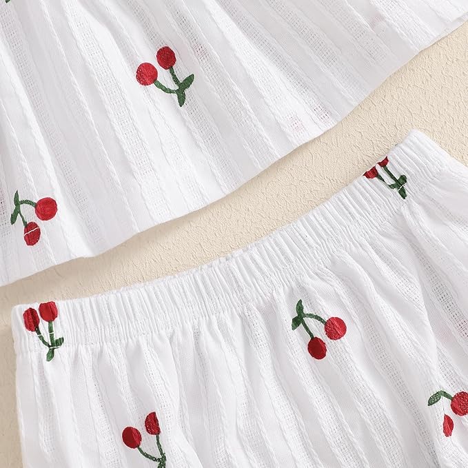 Mubineo Baby Girl Summer Clothes Cute Ruffle Tops Dress Shorts Outfits Set Infant Toddler Shrit Bloomers Princess Outfit