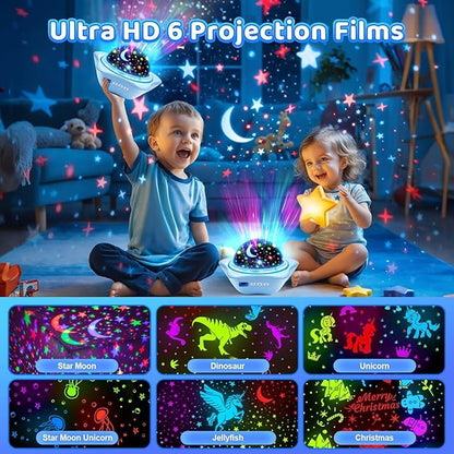 One Fire Night Light for Kids Gifts, 6 Films+78 Lighting Modes Ceiling Star Projector,Rechargeable Night Light Projector,360°Rotion Star Lights for Bedroom Decor,Sensory Toys for Kids Valentines Gifts