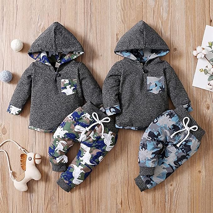 Baby Boy Clothes Infant Hoodie Tops Outfit Long Sleeve Sweatshirt Plaid Pants 2pcs Set 0-36 Months