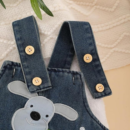 Baby Boy Clothes Fall Winter Outfits Long Sleeve Striped Romper Cute Cartoon Jeans Overalls Pants Set 0-18 Months