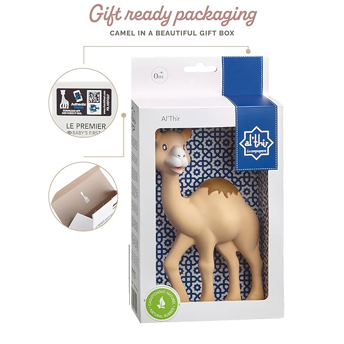 Sophie la girafe Al'Thir The Camel | Teether Friend to Sophie la girafe | Natural Rubber | Designed for Teething Babies | Awaken All 5 Senses | Easy to Clean
