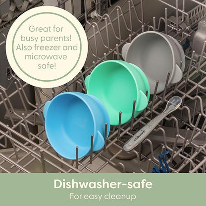 UpwardBaby Silicone Baby Bowls with Suction Set - Strong Suction Design for Toddlers 1-3, Easy-Grip Baby Spoon for Self-Feeding, BPA Free Feeding Bowls, 4-Piece Set