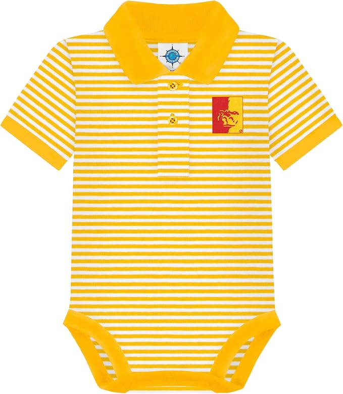 Creative Knitwear College Baby Striped Polo Bodysuit - Team Logo, Multiple Colors, for Boys & Girls (0-12 Months)