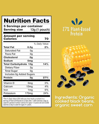 Amara Organic Baby Food - Stage 3 - Black Bean & Sweet Corn - Baby Cereal to Mix With Breastmilk, Water or Baby Formula - Shelf Stable Baby Food Pouches Made from Organic Veggies - 5 Pouches, 3.5oz Per Serving