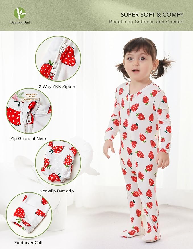 Baby Footie Romper Pajamas Unisex Newborn Infant Pjs Soft Rompers Viscose from Bamboo Sleepwear