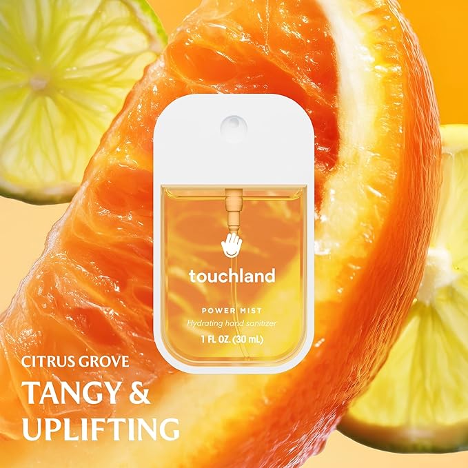 Touchland Hydrating Hand Sanitizer Spray, JUICY 5 Set (Citrus, Berry, Watermelon, Peach, Mango), 1 FL. OZ. Travel Size Power Mist Sprays (Set of 5)