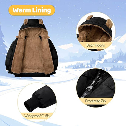 TUONROAD Baby Girls Coats for 6 Months-5 Years Toddlers Boy Winter Jacket Warm Bear Hooded Outdoor Coats Size 5