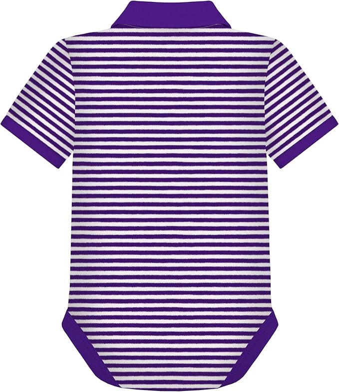 Creative Knitwear College Baby Striped Polo Bodysuit - Team Logo, Multiple Colors, for Boys & Girls (0-12 Months)