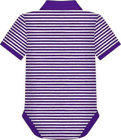 Creative Knitwear College Baby Striped Polo Bodysuit - Team Logo, Multiple Colors, for Boys & Girls (0-12 Months)