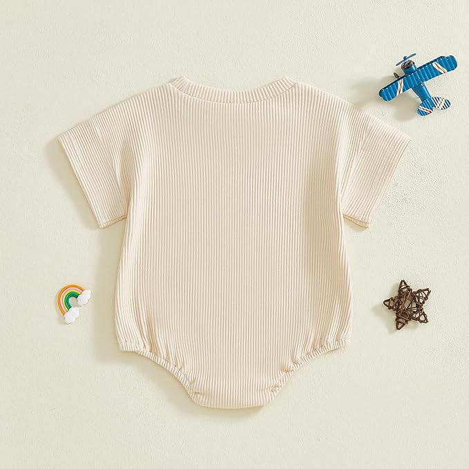 Merqwadd Baby Summer Bubble Romper Infant Boy Girl Short Sleeve Onesie Oversize Cotton T-shirt Bodysuit Top