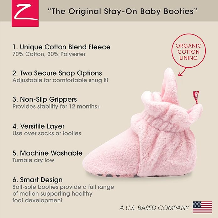 Zutano Unisex Fleece Baby Booties, Two Snap Closure, Newborn to 24 Months
