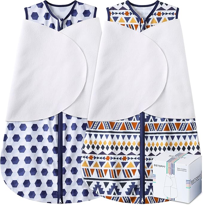 Newborn Sleep Sack Baby Swaddle,3-Way Adjustable Wearable Blanket,100% Rayon Cotton Swaddling Sleeping Bag，TOG 0.5 (Soccer & Triangles, 0-3 Months)