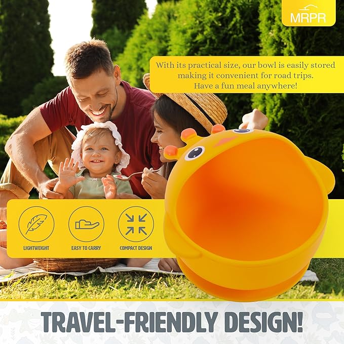 MRPR Quack & Snack Silicone Duck Bowl - Baby & Toddler Suction-Bowl - BPA, Lead, and Phthalate Free, Microwave & Dishwasher safe - Mess-Free Mealtime - Fun & Durable Snack-bowl for Kids