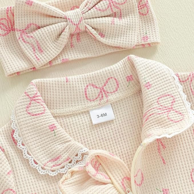 Newborn Baby Girl Fall Winter Outfits Clothes Knit Jumpsuit Ruffle Romper Newborn Coming Home Outfit for Baby Girl