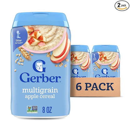 Gerber Stage 2 Baby Food, Multigrain Apple Cereal, Whole Grains, Baby Cereal, 6PK