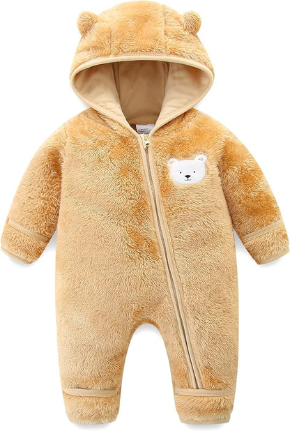 Baby Romper Infant Hooded Jumpsuit Long Sleeve Footed Onesie Outwear Outfits