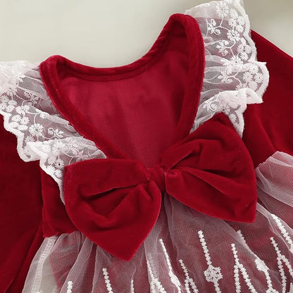 Hnyenmcko Newborn Baby Girl Christmas Clothes Infant Red Plaid Romper Dress Ruffle Long Sleeve Ribbed Bodysuit Headband Set