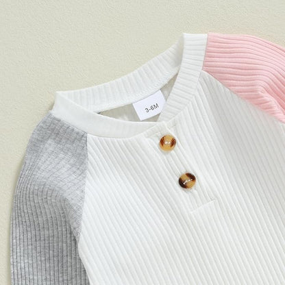 Thorn Tree Newborn Infant Baby Girl Clothes Ribbed Knitted Long Sleeve Romper Long Pants Stretchy Fall Outfits