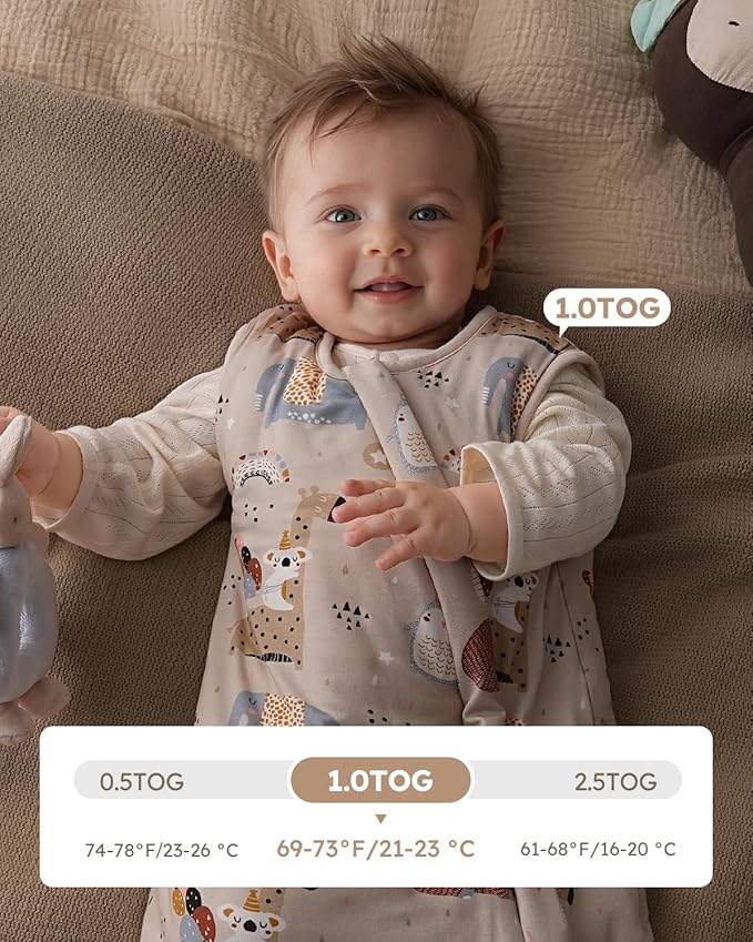 Yoofoss Rayon Made from Bamboo Baby Sleep Sack 18-24 Months 1.0 Tog Baby Wearable Blanket, Super Soft Infant Toddler Sleeping Sack 2-Way Zipper