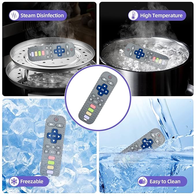 Chuya TV Remote Teether for 3-12-18 Months Babies Infant Toddlers Remote Teethers Silicone Baby Teething Toys