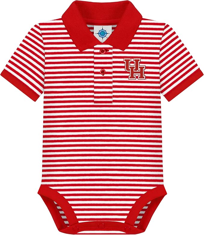 Creative Knitwear College Baby Striped Polo Bodysuit - Team Logo, Multiple Colors, for Boys & Girls (0-12 Months)