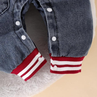 Baby Boy Clothes Fall Winter Outfits Long Sleeve Striped Romper Cute Cartoon Jeans Overalls Pants Set 0-18 Months