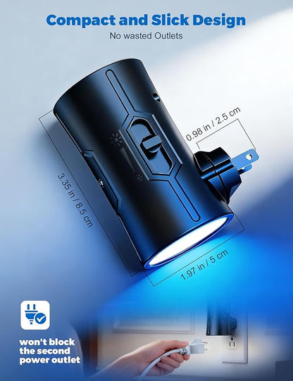 Night Light, 2-Pack Dimmable Plug-in Night Light with Auto On/Off & 90°Rotatable Plug, 0-100LM Adjustable Brightness, 1W Ultra Low Energy for Bedroom, Hallway, Bathroom, Nursery, Kids, Blue