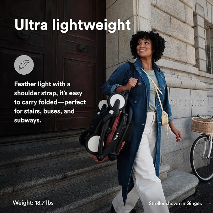 Stokke YOYO3 Stroller from 6 Months - Includes Black Frame, Seat Cushion & Canopy - Folds in & Out in a Flash - Light & Compact - Carry-On Compatible