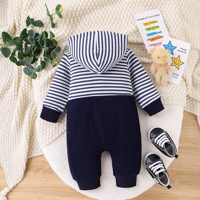 Baby Boy Clothes Newborn Hoodie Romper Fall Winter One-piece Outfit Infant Cute Cartoon Clothing Set 0-18 Months