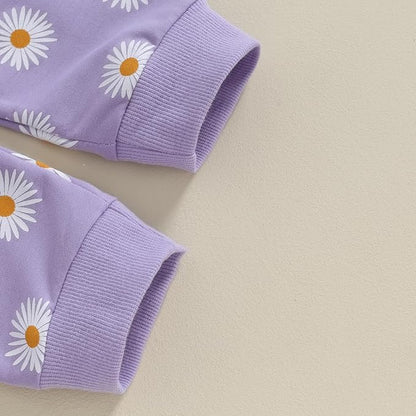 3Pcs Baby Girl Outfits Daisy Sweatshirt + Pants + Headband Infant Fall Winter Clothes